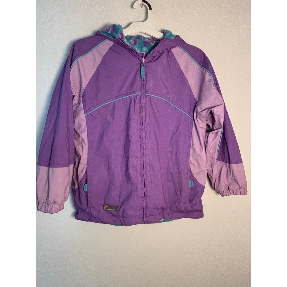 Big Chill Girls Purple‎ Colorblock Hooded Windbreaker Jacket Fleece Lined XL 16
